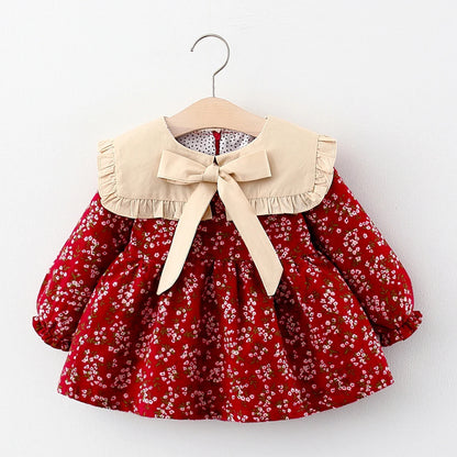 Charming  Floral Bow Collar Dress