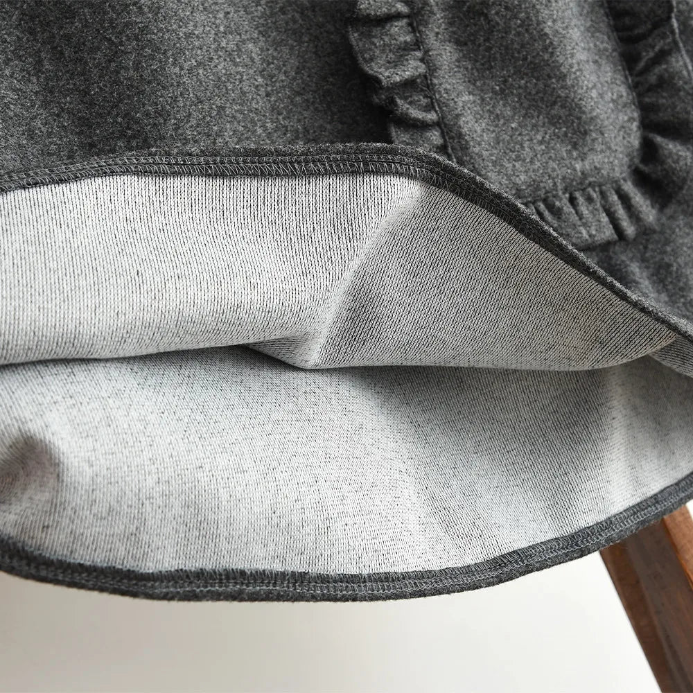 Gray Sleeveless Pocket Vest Dress & Long Sleeved Top Two-piece Set