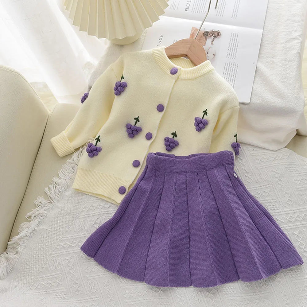 Knitted Sweater Top & Skirt 2pcs Set