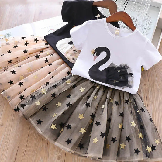 Swan T-Shirt & Skirt Set