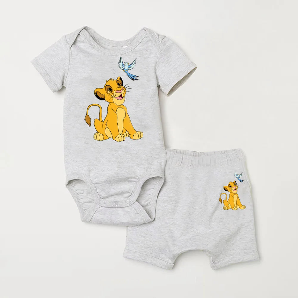 Short-Sleeve Cotton Romper & Matching Shorts