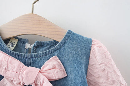 Girl Bow Denim Dress – Adorable Spring & Fall Outfit