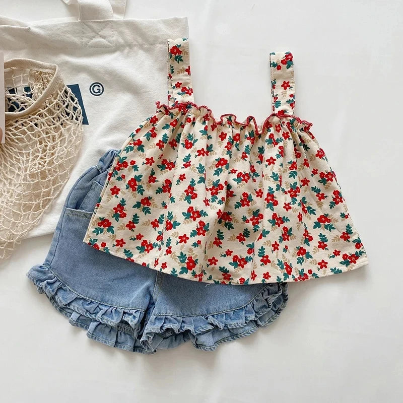 Summer Outfit with Denim Shorts Set
