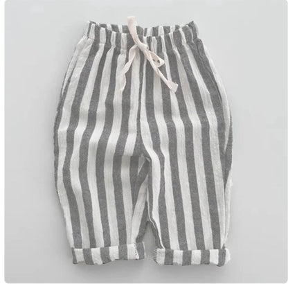 Vintage Linen Cotton Stripe Pants for Kids – Stylish & Comfortable!