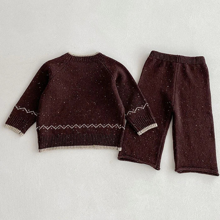 Knitted Long Sleeve Pullover Top & Pants Set