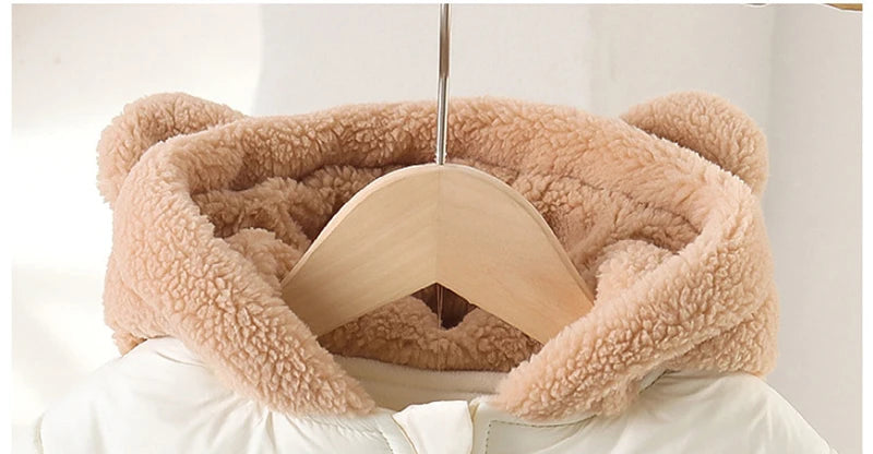 Winter Baby Thickened Jumpsuit Fur Lining Hooded Warm Fleece Quilted Outwear