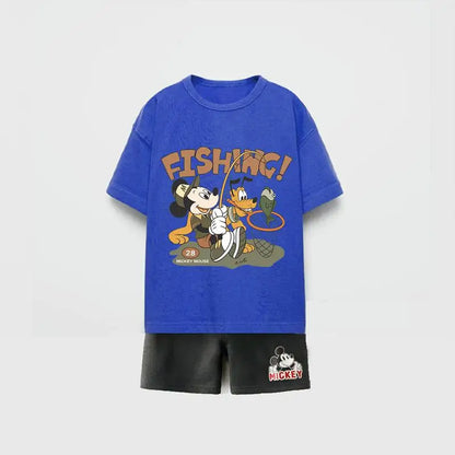 Mickey Fishing Premium Cotton T-Shirt & Shorts Set