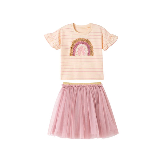 Rainbow 100% Cotton Summer T-Shirt & Skirt Set