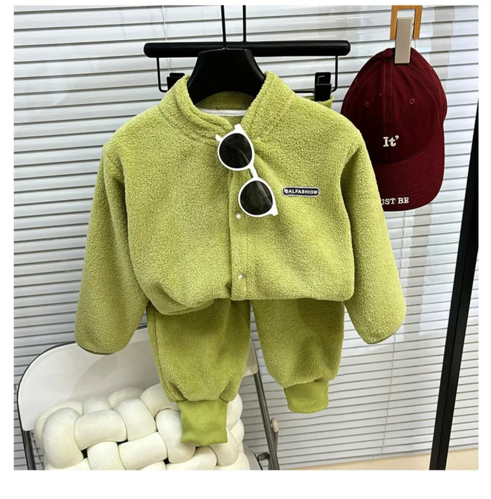 Warm Zipper Top & Pants Two-Piece Set