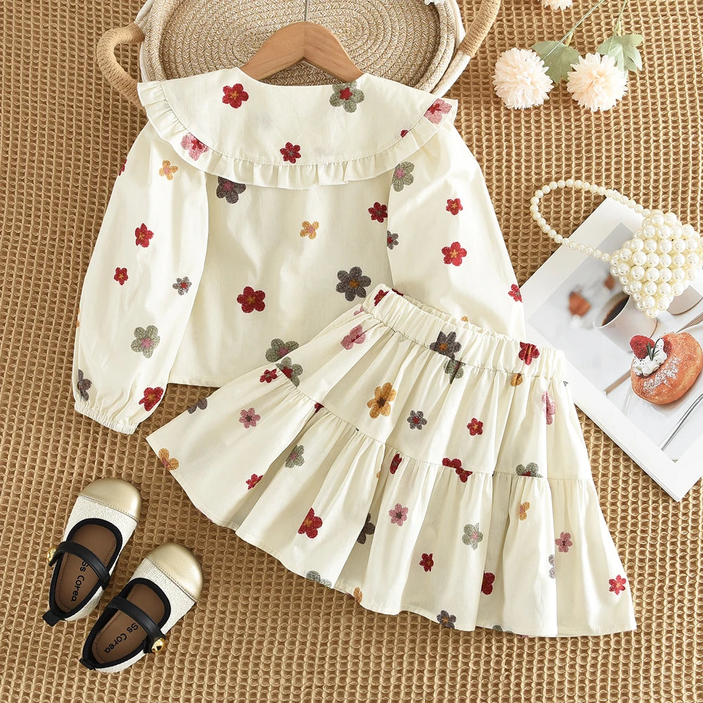 Two Piece Bow Top & Pleated Skirt Set