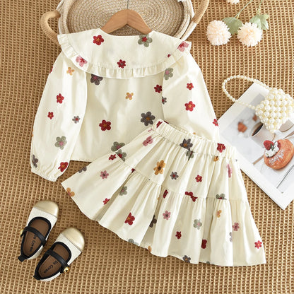 Two Piece Bow Top & Pleated Skirt Set