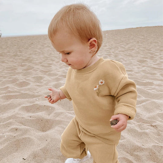Soft fleece Flower Tracksuit Set