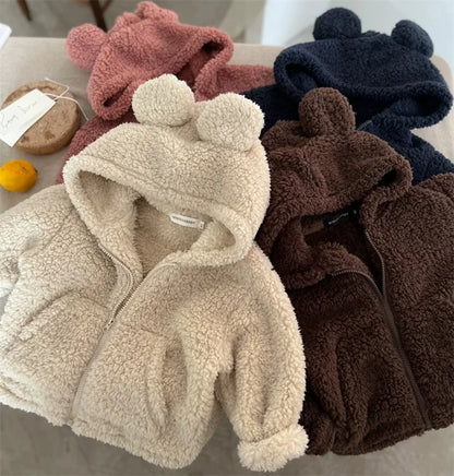 Teddy Bear Plush Hooded Zipper Sweater