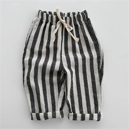 Vintage Linen Cotton Stripe Pants for Kids – Stylish & Comfortable!
