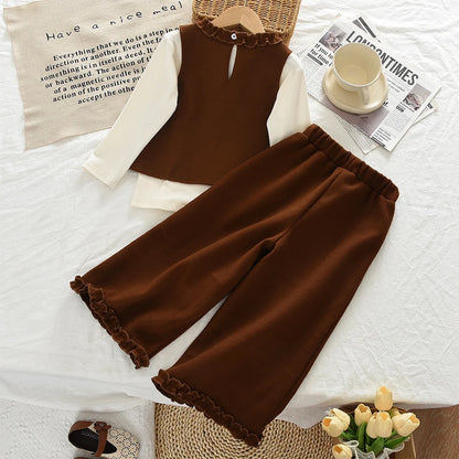 3-Piece Suit Long Sleeve Bottom Shirt, Vest & Pants Set