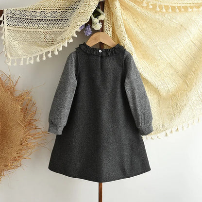 Gray Sleeveless Pocket Vest Dress & Long Sleeved Top Two-piece Set