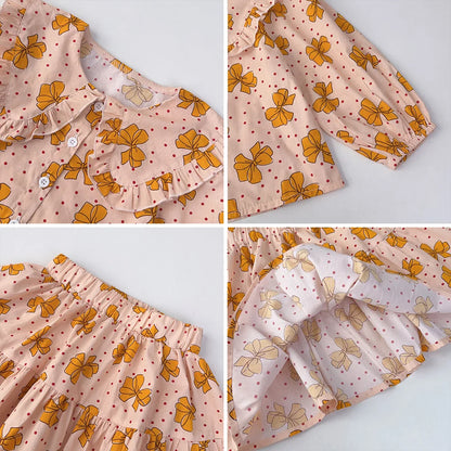 Two Piece Bow Top & Pleated Skirt Set