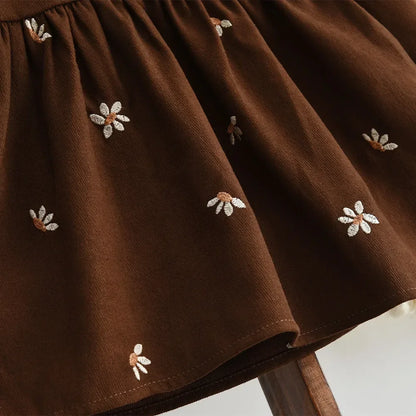 Embroidery Contrasting Color Lapel Dress