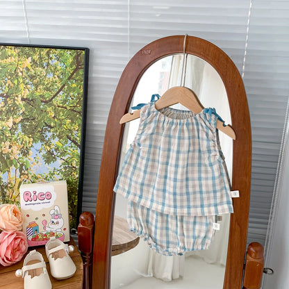 Plaid Shirt and Short Pants Set
