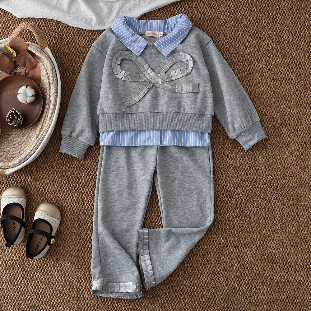 Bow Top & Pants Casual Two-piece Set