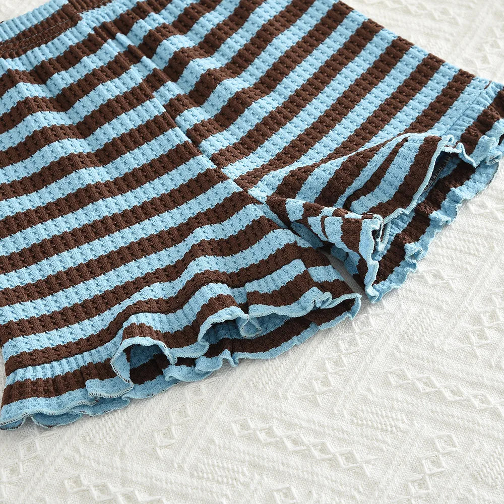 Striped Top & Shorts Two-Piece Set