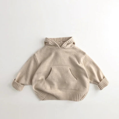 Cozy Hooded Knit Soft Cotton Pullover