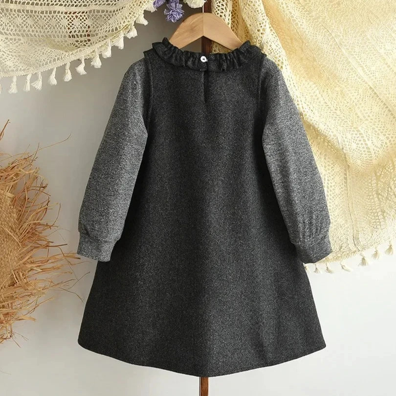 Gray Sleeveless Pocket Vest Dress & Long Sleeved Top Two-piece Set