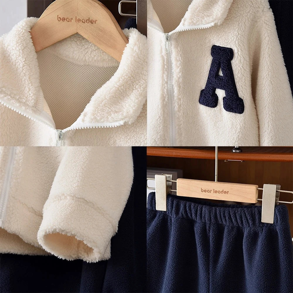 Winter Fleece A-line Collar Jacket & Pants Set