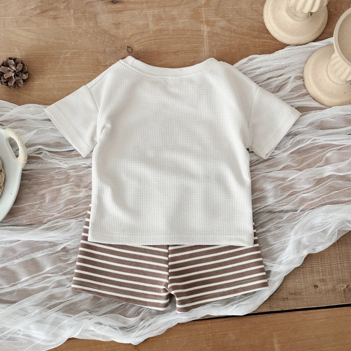 Cute Cookie Towel Embroidery T-Shirt & Shorts Baby Set