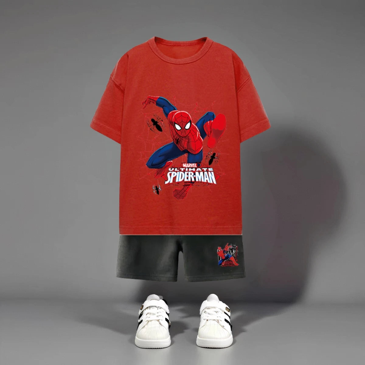 Spiderman 100% Cotton Red T-Shirt and Shorts Set