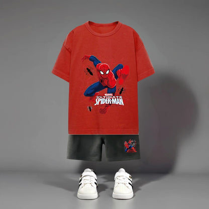Spiderman 100% Cotton Red T-Shirt and Shorts Set