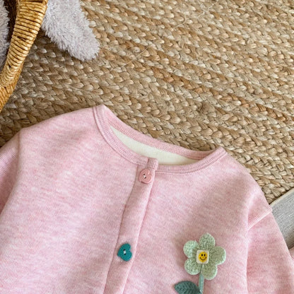 Plush Girls' Long Sleeved Top & Ruffle Pants Two Piece Set