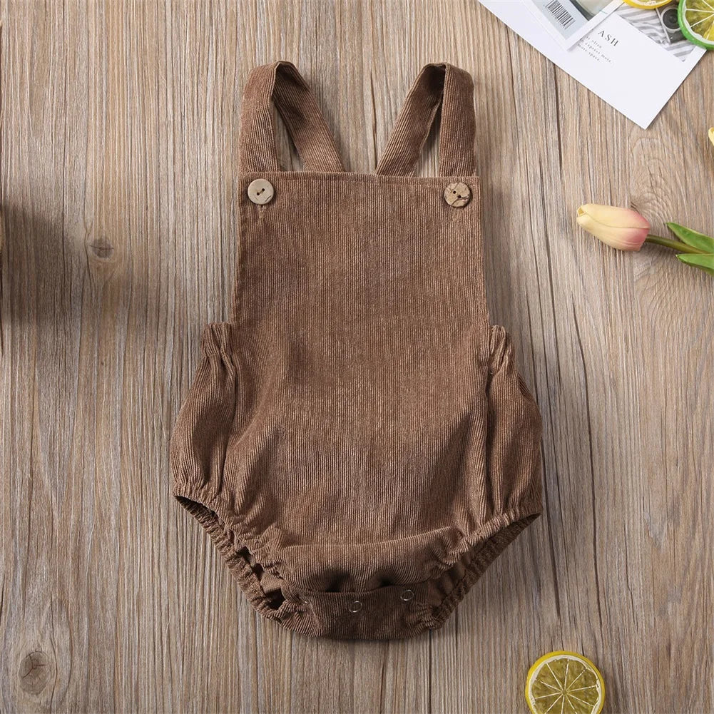 Adorable Baby Romper – Soft Corduroy Sleeveless Jumpsuit