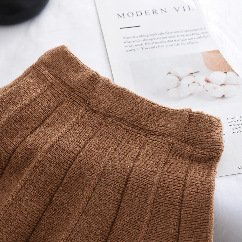 Flower Knitted Cardigan Top & Skirt 2Pcs Set