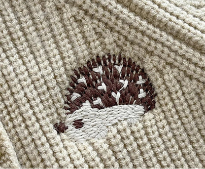 Soft Knit Hedgehog Embroidery Baby Romper