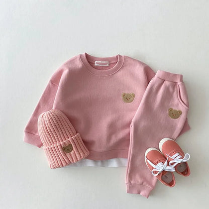 Cute Bear Sweatshirt & Trousers Set