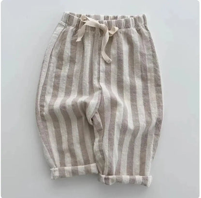 Vintage Linen Cotton Stripe Pants for Kids – Stylish & Comfortable!