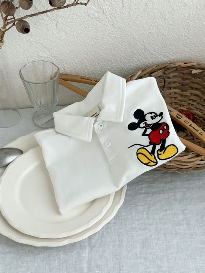 100% Cotton Mickey Mouse Stripe Polo Shirt – Perfect for Summer Adventures!