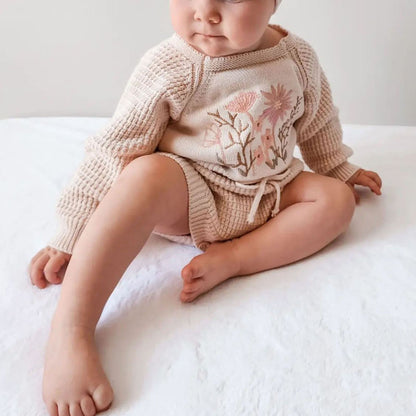 Soft Cotton Flower Embroidery Romper