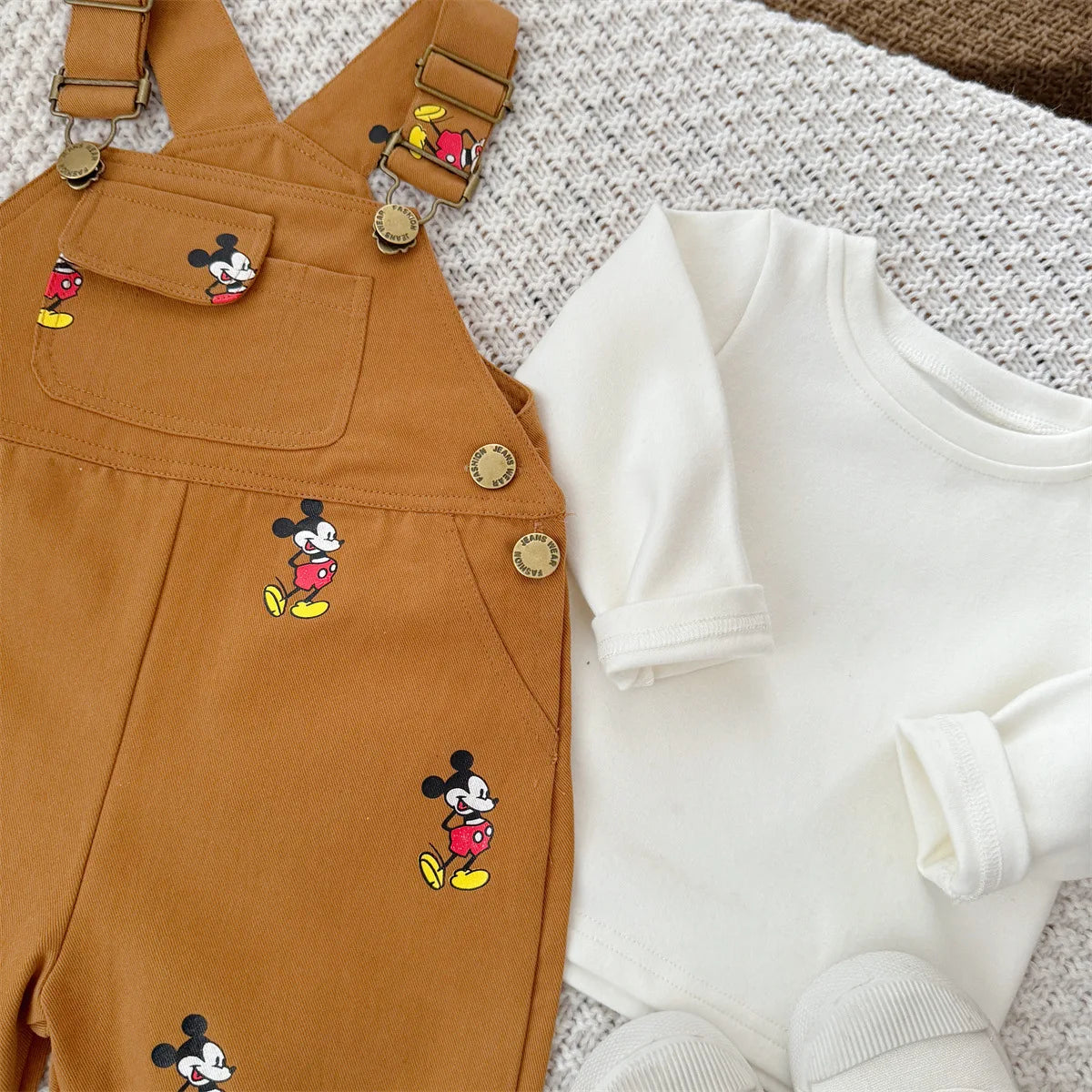 Mickey Mouse Soft, Breathable Cotton Romper & Tee Set