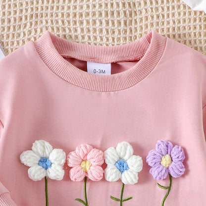 Knitted Flower Sweet and Cute Jumpsuit