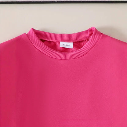 Pink Sweatshirt & Striped Pants Two-piece Set