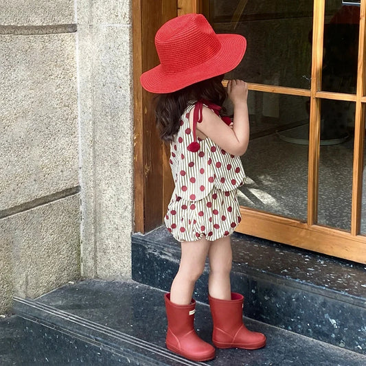 Girl Summer Set Tops & Shorts Polka Dot Bloomers
