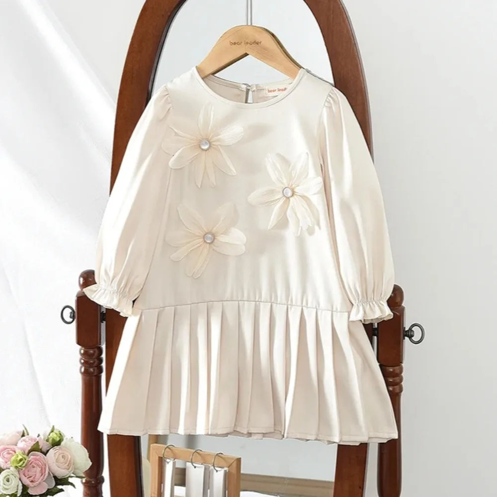 Flower Splicing Pleated Dress