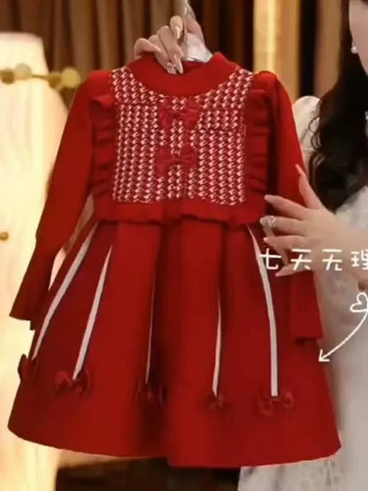 Butterfly Bow Plaid Princess Dress