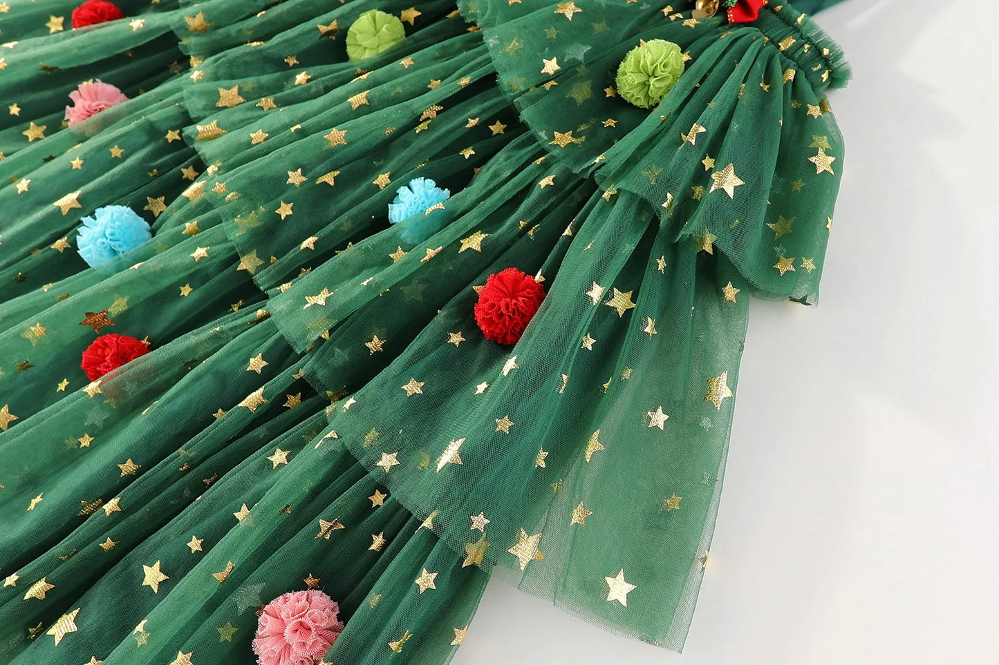 Christmas Green Mesh Sequins Dress