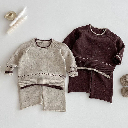 Knitted Long Sleeve Pullover Top & Pants Set