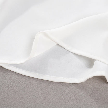 Stylish Girl's White Top With Ruffled Round Neck