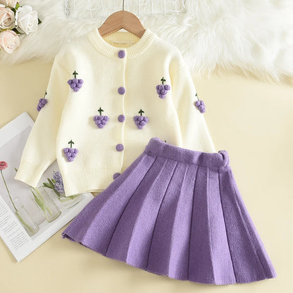Knitted Sweater Top & Skirt 2pcs Set