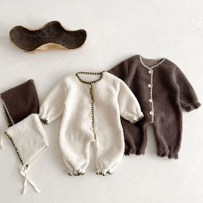 Plush Thicken Warm Romper & Hat